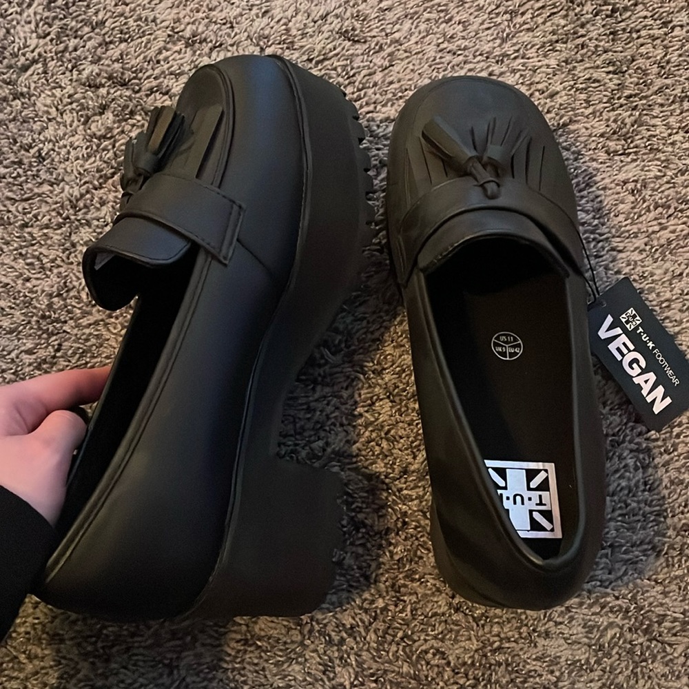 T.U.K Black Vegan Platform Loafers